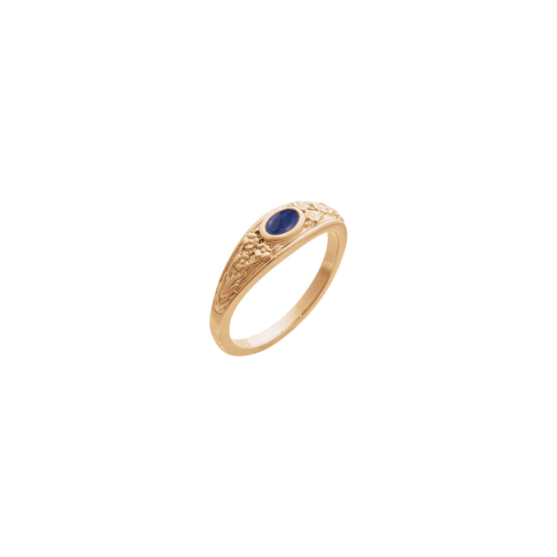Oval Lapis Flower Accented Ring (Rose 14K) main - Popular Jewelry - New York