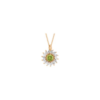 Natural Peridot and Marquise Diamond Halo Necklace