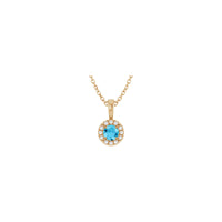 Halo ogrlica od prirodnog okruglog akvamarina i dijamanta (ruža 14K) sprijeda - Popular Jewelry - New York