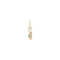 Natural Round Aquamarine and Diamond Halo Necklace (Rose 14K) side - Popular Jewelry - New York