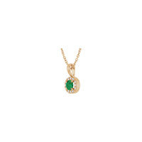 天然圆形祖母绿和钻石光环项链（玫瑰 14K）对角 - Popular Jewelry  - 纽约