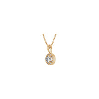 Dabīga apaļa balta dimanta halo kaklarota (roze 14K) diagonāle - Popular Jewelry - Ņujorka