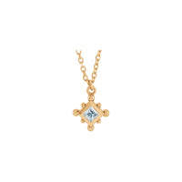 Natural White Diamond Beaded Bezel Set Necklace (Rose 14K) front - Popular Jewelry - New York