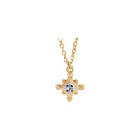 Natural White Sapphire Beaded Bezel Set Necklace (Rose 14K) front - Popular Jewelry - ເມືອງ​ນີວ​ຢອກ