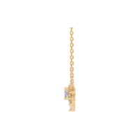 Natürliche weiße Saphir- und Diamant-Halskette (Rose 14K) Seite - Popular Jewelry - New York