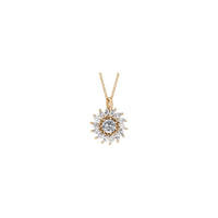 Halo-Halskette mit natürlichem weißem Saphir und Marquise-Diamant (Rose 14K) vorne - Popular Jewelry - New York