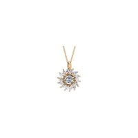Natural White Sapphire and Marquise Diamond Halo Necklace (Rose 14K) front - Popular Jewelry - New York