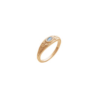 Oval Moonstone Flower Accented Ring (Rose 14K) babban - Popular Jewelry - New York