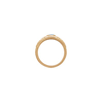 Anell ovalat amb accent de flor de pedra de lluna (Rosa 14K) - Popular Jewelry - Nova York
