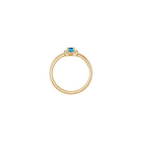 Oval Natural Aquamarine with Diamond French-Set Halo Ring (Rose 14K) setting - Popular Jewelry - New York