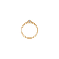 Oval White Sapphire with Diamond French-Set Halo Ring (Rose 14K) සැකසුම - Popular Jewelry - නිව් යෝර්ක්