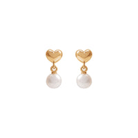 Pearl Dangle Heart Earrings