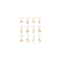 Zivju zodiaka zīmes dimanta Solitaire kaklarota (roze 14K) priekšskatījums - Popular Jewelry - Ņujorka