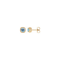 Round Aquamarine Beaded Cushion Setting Earrings (Rose 14K) main - Popular Jewelry - Niu Yoki