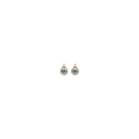 圆形海蓝宝石和钻石耳钉（玫瑰色 14K）正面 - Popular Jewelry  - 纽约