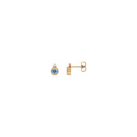 Runde Aquamarin- und Diamant-Ohrstecker (Rose 14K) Haupt - Popular Jewelry - New York