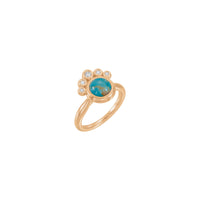 Okrugli kabošon tirkiz i dijamantski prsten (ruža 14K) Popular Jewelry - Njujork