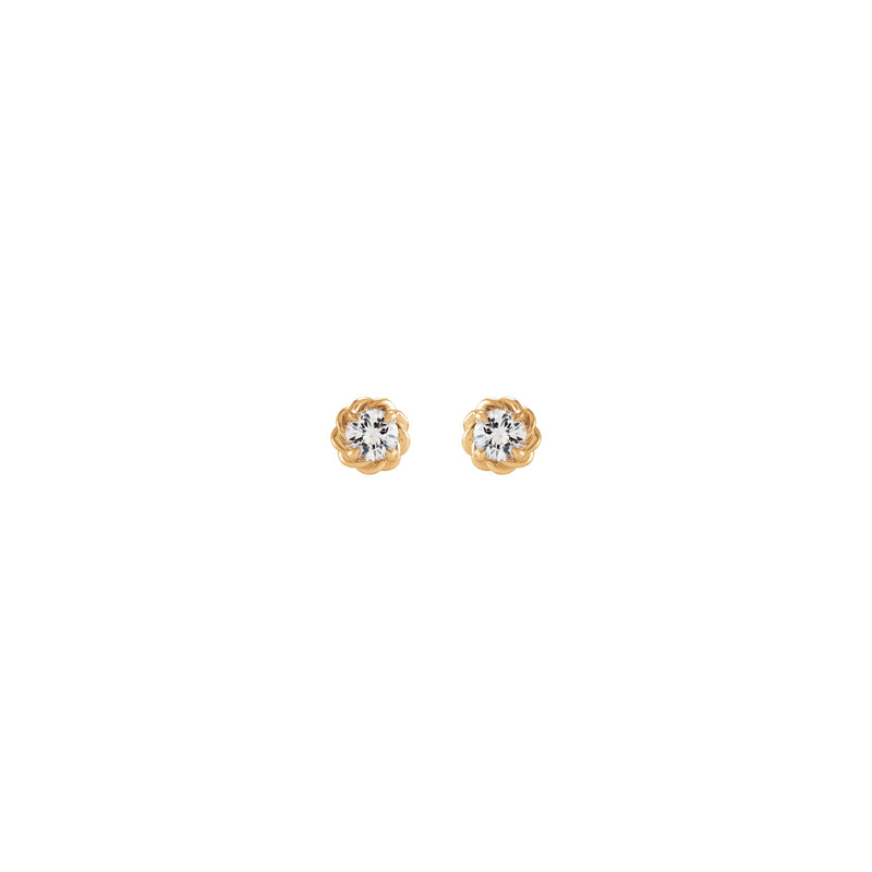 Round Diamond Rope Claw Stud Earrings (Rose 14K) Popular Jewelry - New York