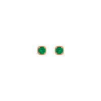 Orecchini tondi di cuscini in perline di smeralda (rosa 14K) davanti - Popular Jewelry - New York