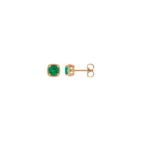 Round Emerald Beaded Cushion Earrings (Rose 14K) main - Popular Jewelry - New york