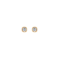 Round White Sapphire Beaded Cushion Setting Earrings (Rose 14K) atubangan - Popular Jewelry - New York