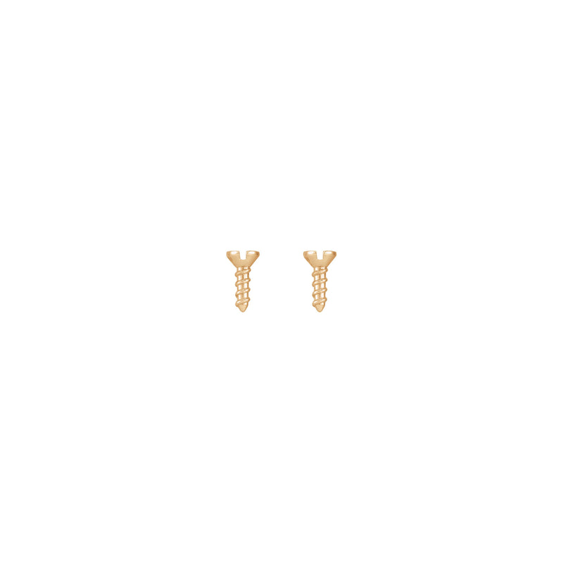 Front view of a pair of 14k rose gold Screw Profile Stud Earrings