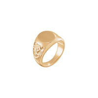 Scroll Accent Zegelring (Rose 14K) hoofd - Popular Jewelry - New York