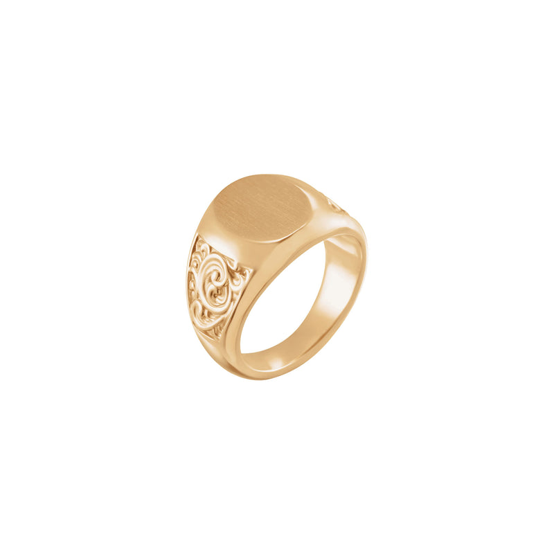 Scroll Accent Signet Ring (Rose 14K) main - Popular Jewelry - New York