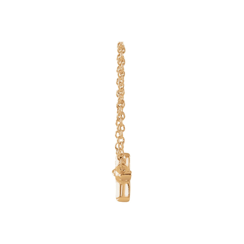Sideways Puffed Cross Necklace (Rose 14K) side - Popular Jewelry - New York