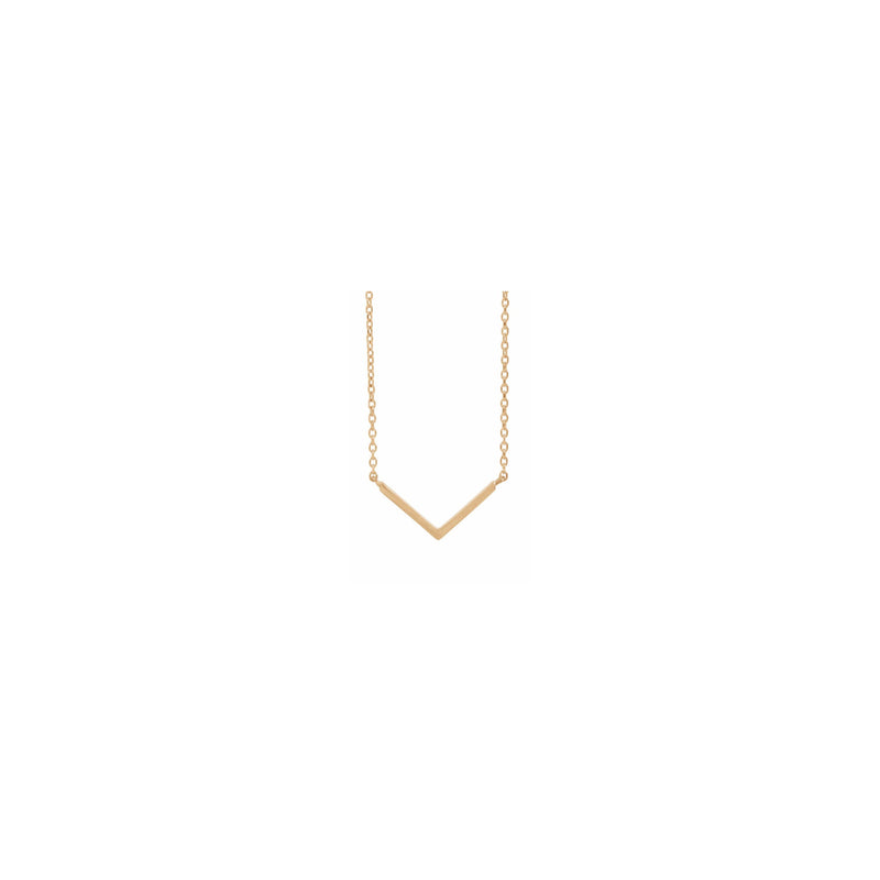 Slim Wide V Necklace (Rose 14K) front - Popular Jewelry - New York