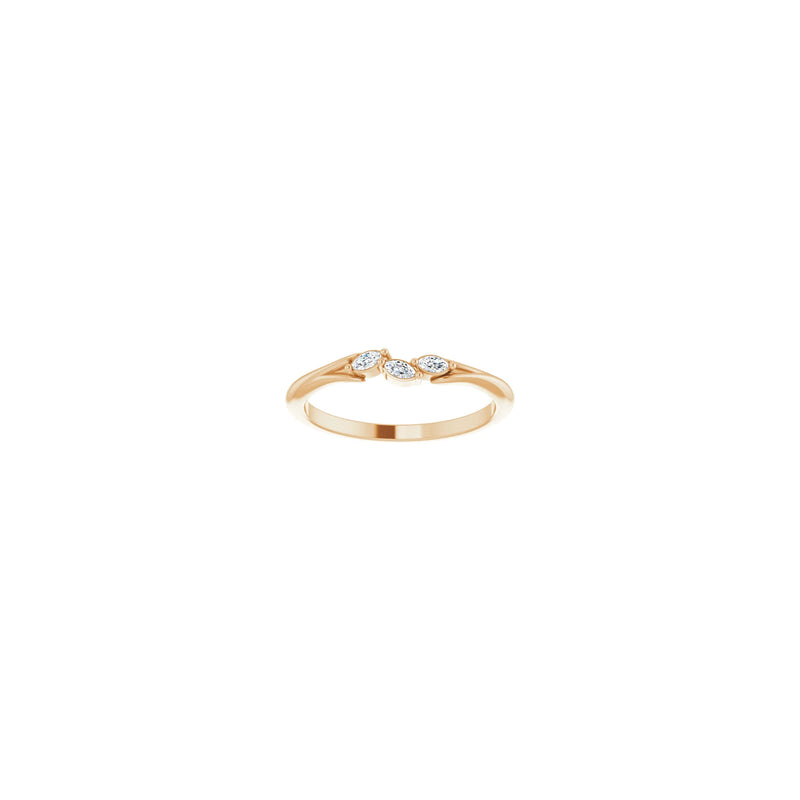 Three Diamond Leaves Ring (Rose 14K) front - Popular Jewelry - New York