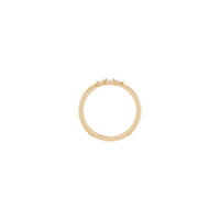 Trijų deimantų lapų žiedo (rožės 14K) nustatymas – Popular Jewelry - Niujorkas