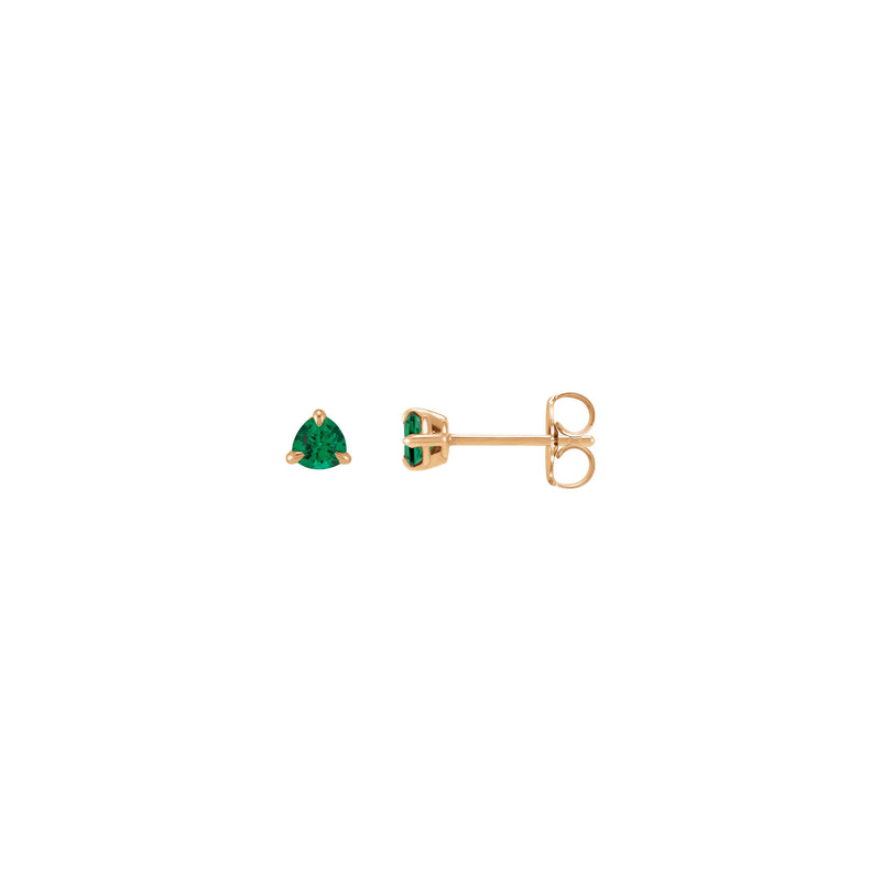 Trillion-Cut Emerald Stud Earrings (Rose 14K) main - Popular Jewelry - New York