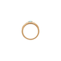 Turquoise Cabochon Flower Accented Ring (Rose 14K) setting - Popular Jewelry - York énggal