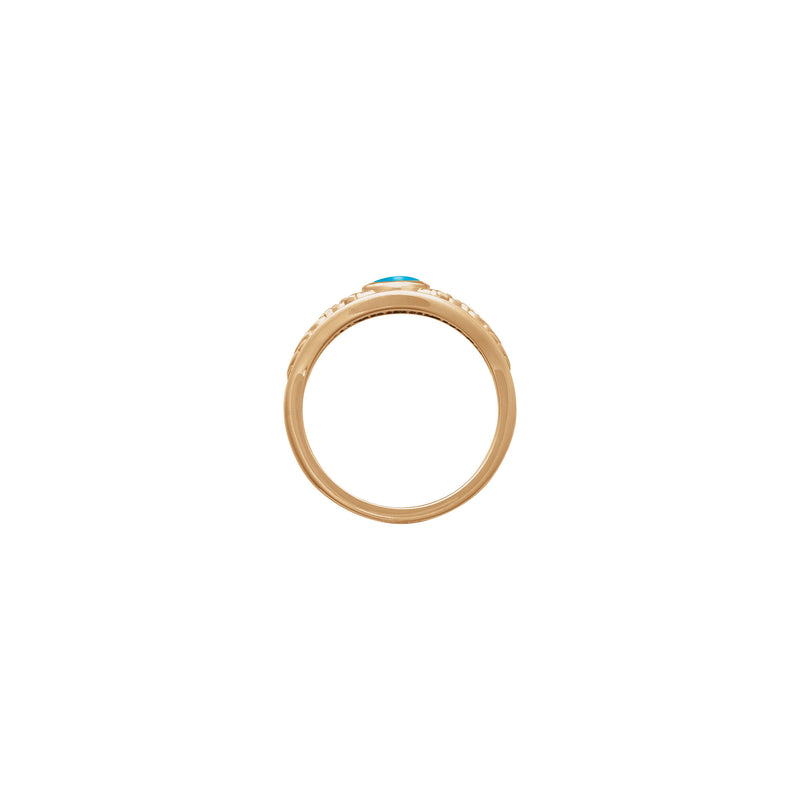 Turquoise Cabochon Flower Accented Ring (Rose 14K) setting - Popular Jewelry - New York
