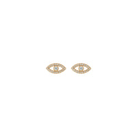 Обеци на шипове с бял сапфир Evil Eye (роза 14K) отпред - Popular Jewelry - Ню Йорк