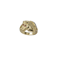 Red Eyes Horse Head Men's Ring (14K)