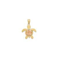 Turtle with Plumeria Shell Pendant (14K) front - Popular Jewelry - New York