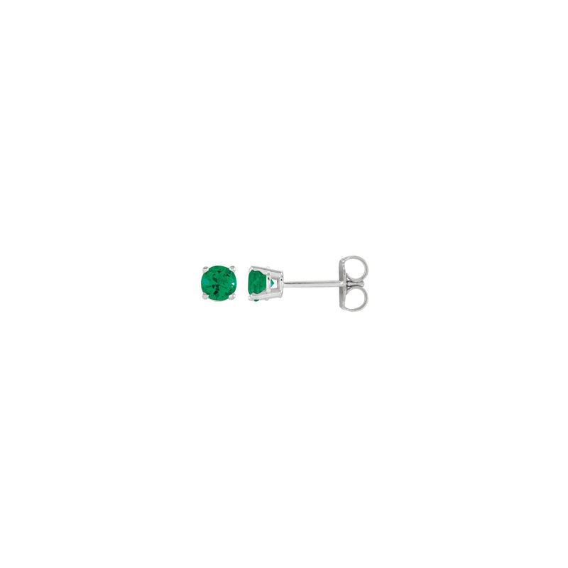 4 mm Round Natural Emerald Solitaire Stud Earrings (White 14K) main - Popular Jewelry - New York
