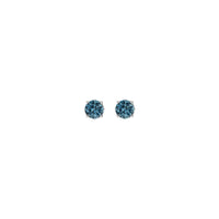 4 mm Round Swiss Blue Topaz 4-Prong Setting Stud Earrings (14K)