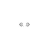 Круглыя ​​завушніцы з абадком з белым дыяментам 4 мм (белы 14K) спераду - Popular Jewelry - Нью-Ёрк