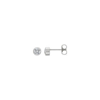 Brincos redondos com moldura de diamante branco de 4 mm (branco 14K) principal - Popular Jewelry - New York