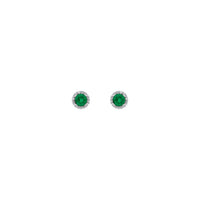 Orecchini a lobo rotondi con smeraldi e diamanti da 5 mm (bianco 14K) sul davanti - Popular Jewelry - New York