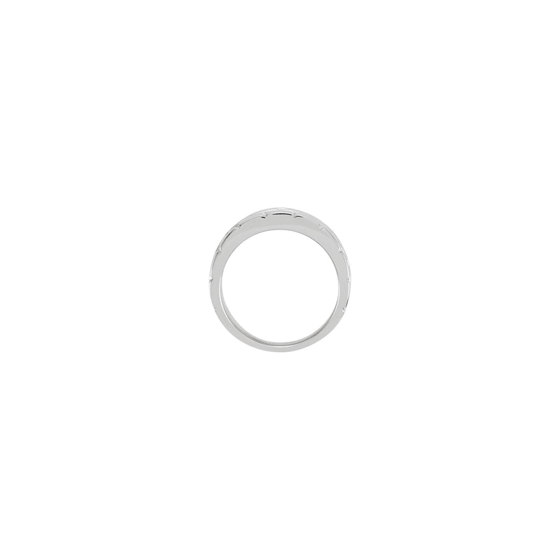 8 mm Brick Pattern Tapered Ring (White 14K) setting - Popular Jewelry - New York