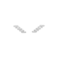 Багет дијамантски акцентирани качувачи за уши (бела 14K) напред - Popular Jewelry - Њујорк