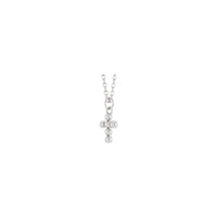 Bead Cross Rolo Necklace (White 14K) diagonal - Popular Jewelry - New York