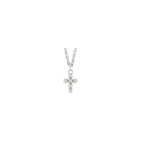Bead Cross Rolo Necklace (White 14K) front - Popular Jewelry - New York