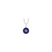 Blue Enamel Evil Eye Necklace (White 14K) front - Popular Jewelry - New York