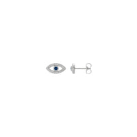 Blue Sapphire and White Diamond Evil Eye Stud Earrings