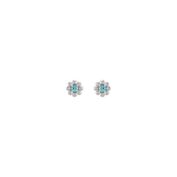 Blue Zircon Petite Flower Stud Earrings
